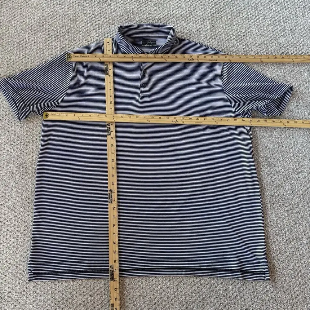 Jack Nicklaus Golf Polo Shirt Size XXL Casual White Black Striped Stretch Light
